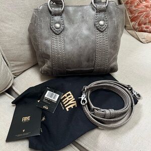 Frye Melissa Mini Tote Leather Cross Body Hand Bag in gray - preowned